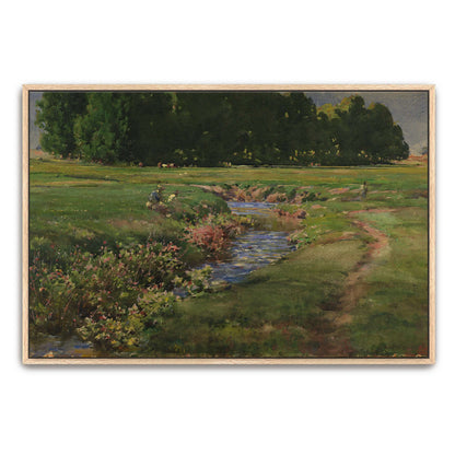 Stream flows through green field by William Henry Holmes