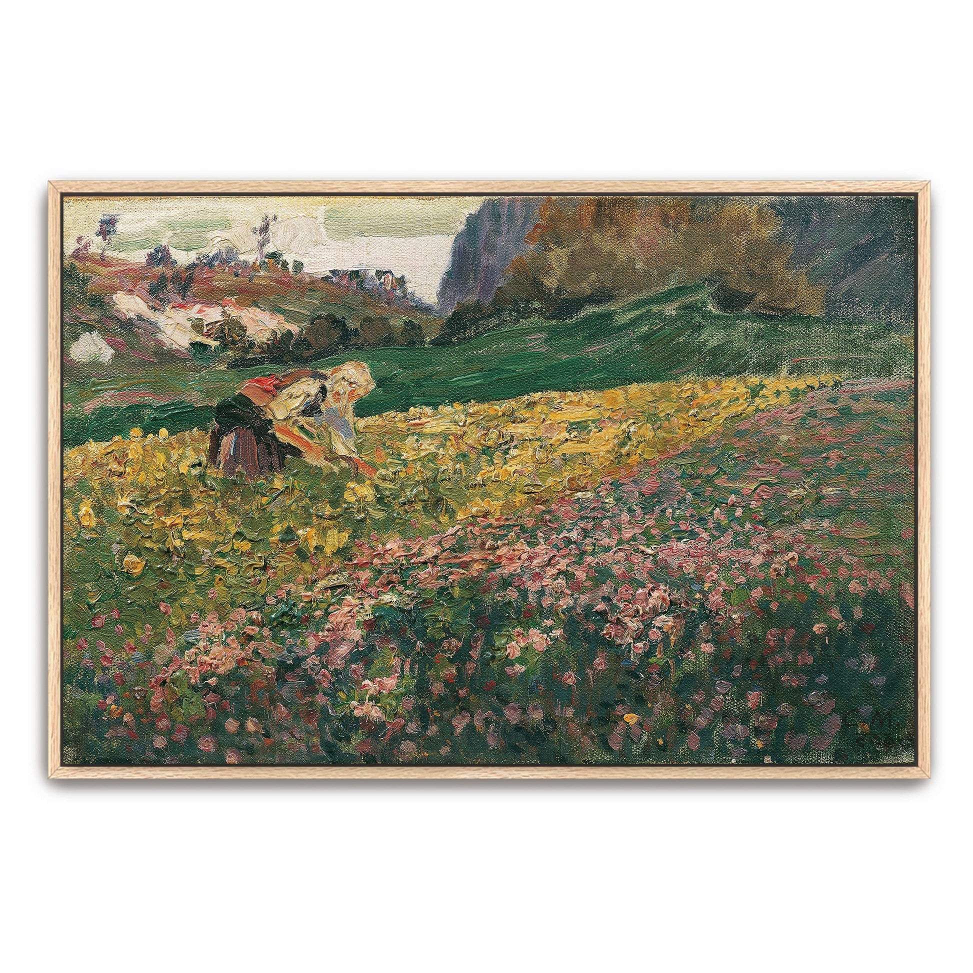 Woman harvesting in field by Carl Moll