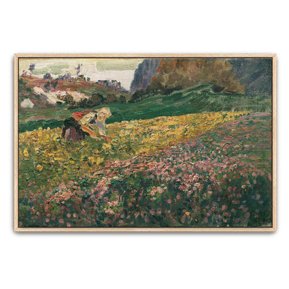 Woman harvesting in field by Carl Moll