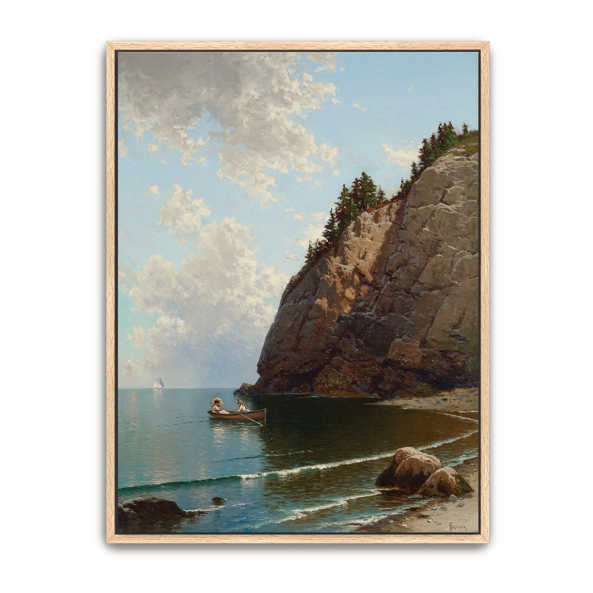 Two Women Rowing A Boat In A Cove By A Cliff By Alfred Thompson Bricher