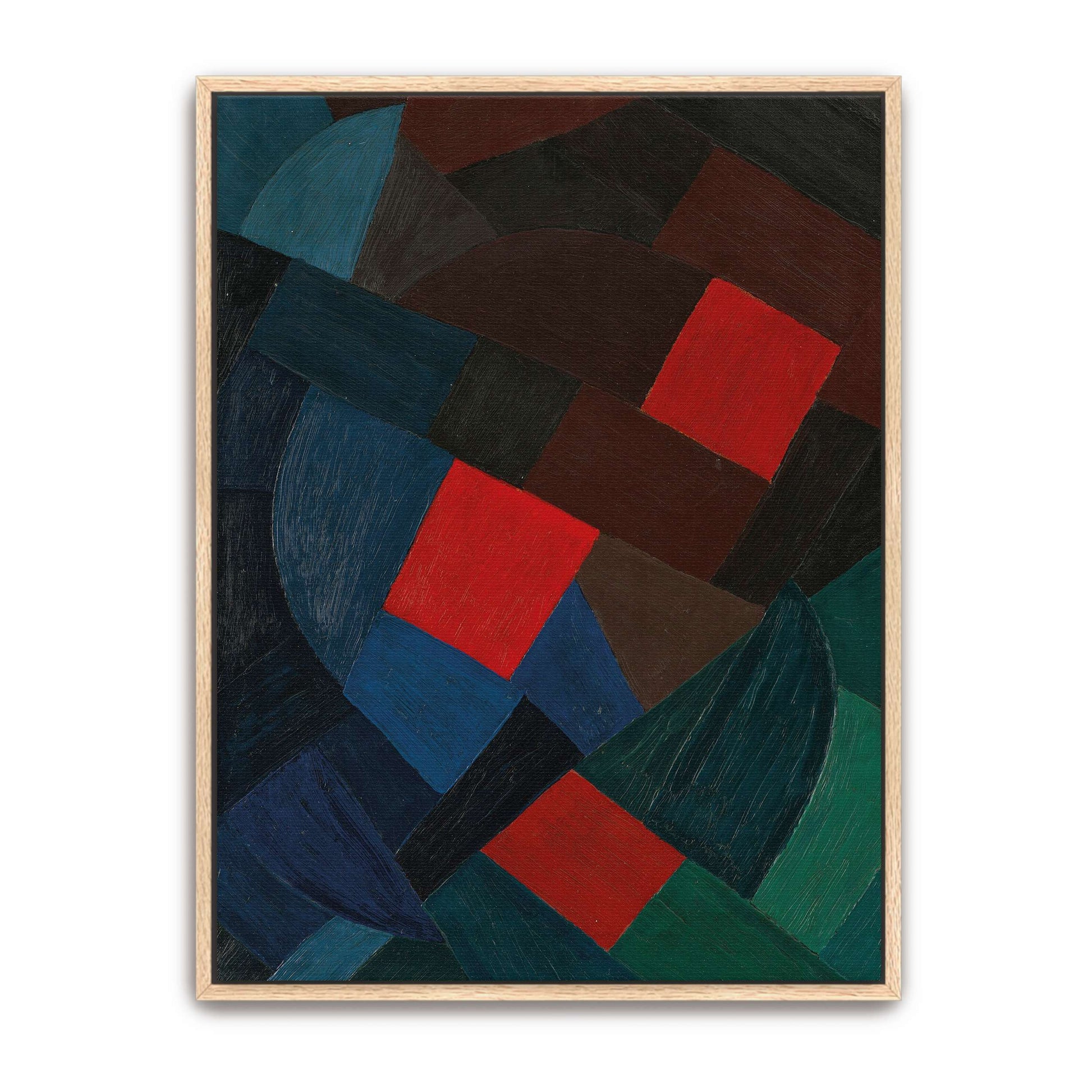 Abstract geometric painting with red squares by Otto Freundlich
