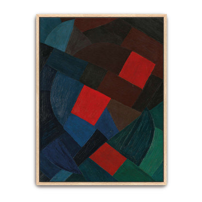Abstract geometric painting with red squares by Otto Freundlich