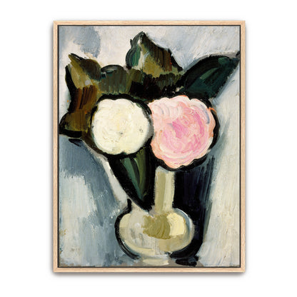 Pink And White Flowers In Vase, Cubist Style By Marsden Hartley