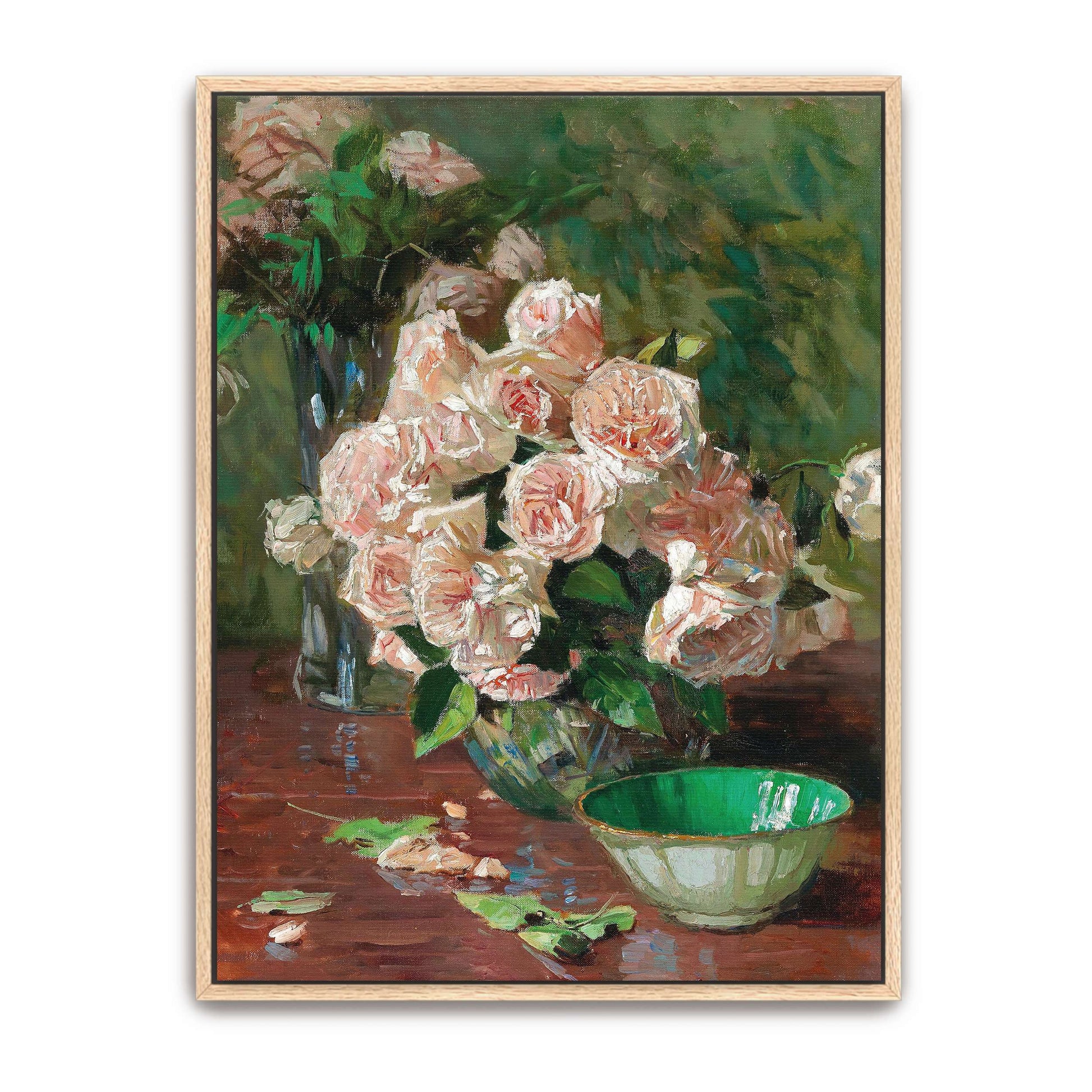 Roses in glass vases on table by Carl Moll