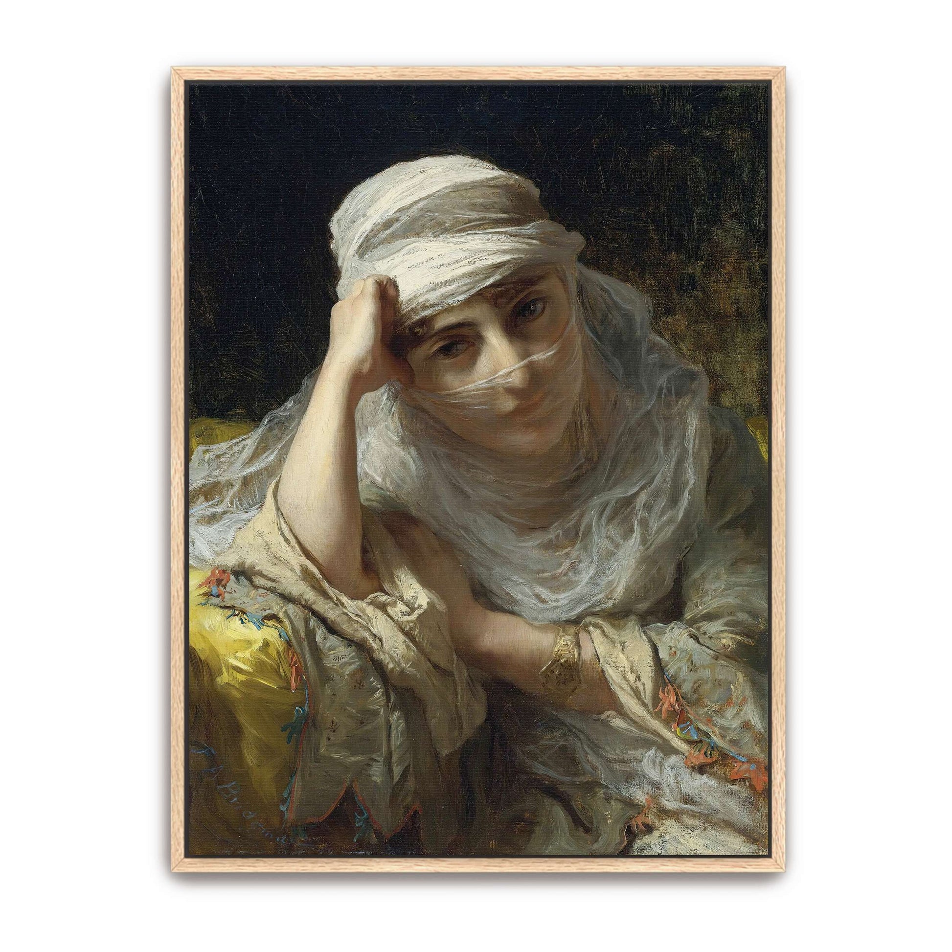 Woman in a white veil, seated by Frederick Arthur Bridgman