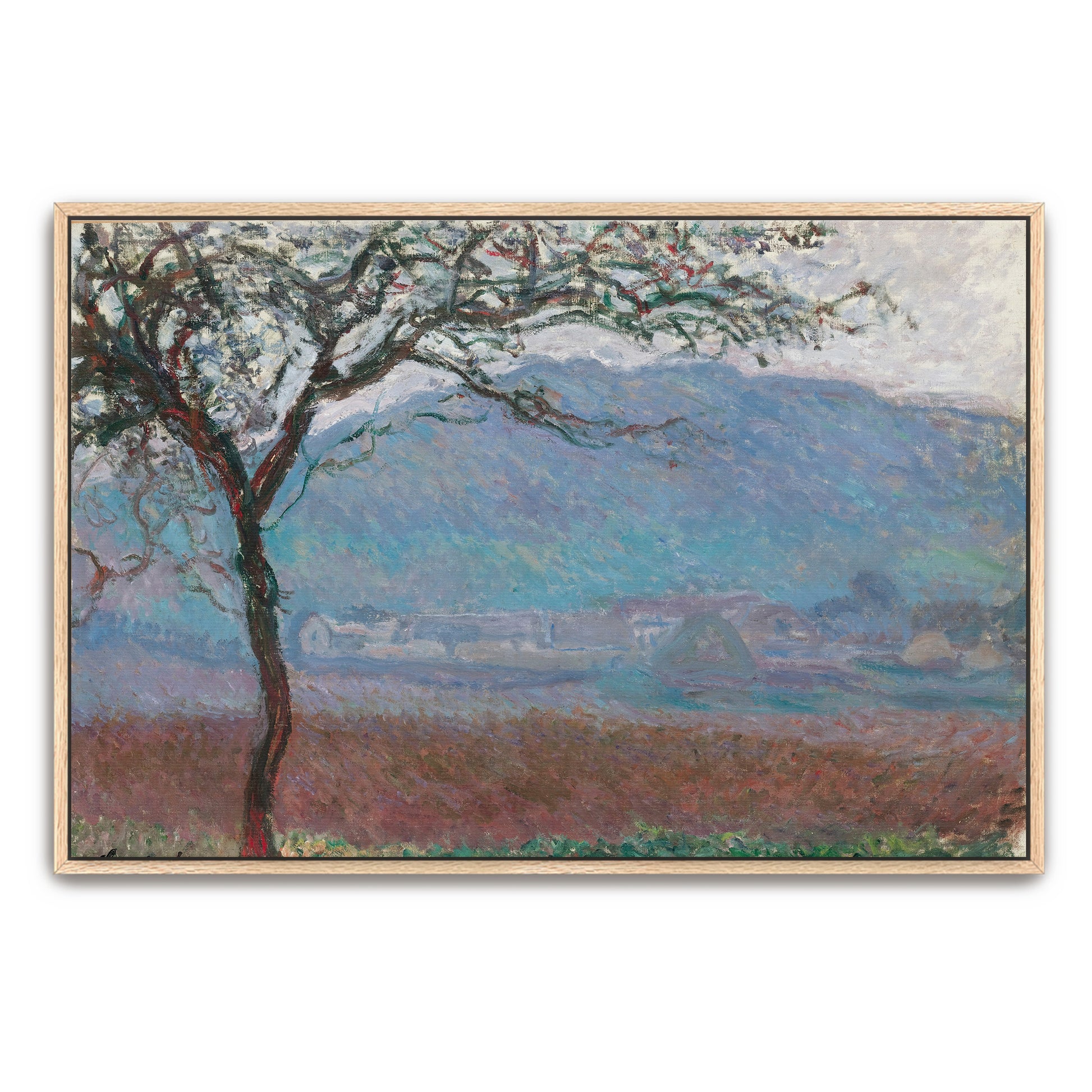 Tree In Landscape With Hazy Hills By Claude Monet