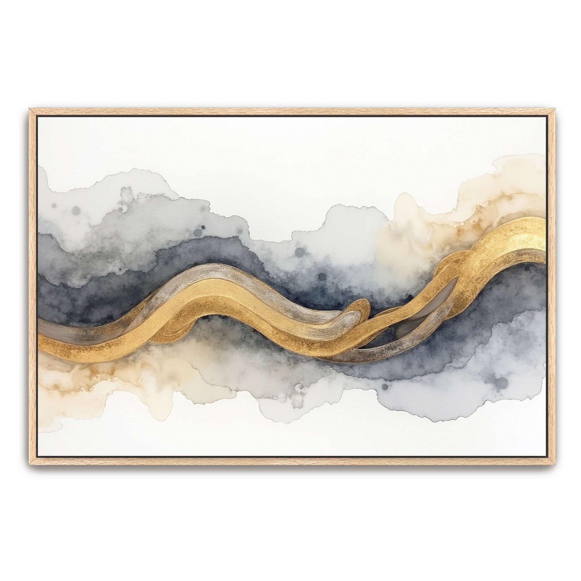 Abstract Watercolor With Gold Swirls By Yara Rabibzad
