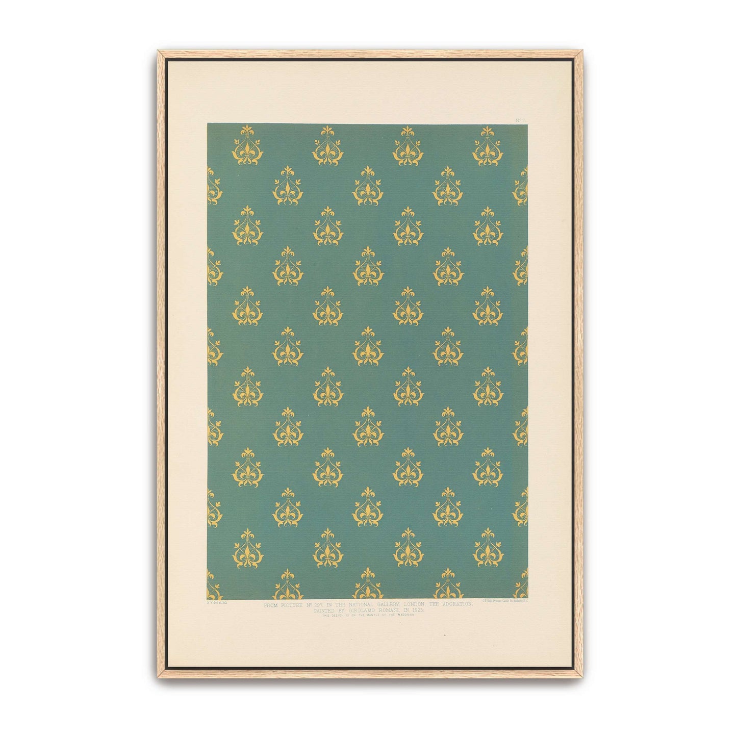 Repeating Pattern Of Fleur-De-Lis On Teal Background By Sydney Vacher