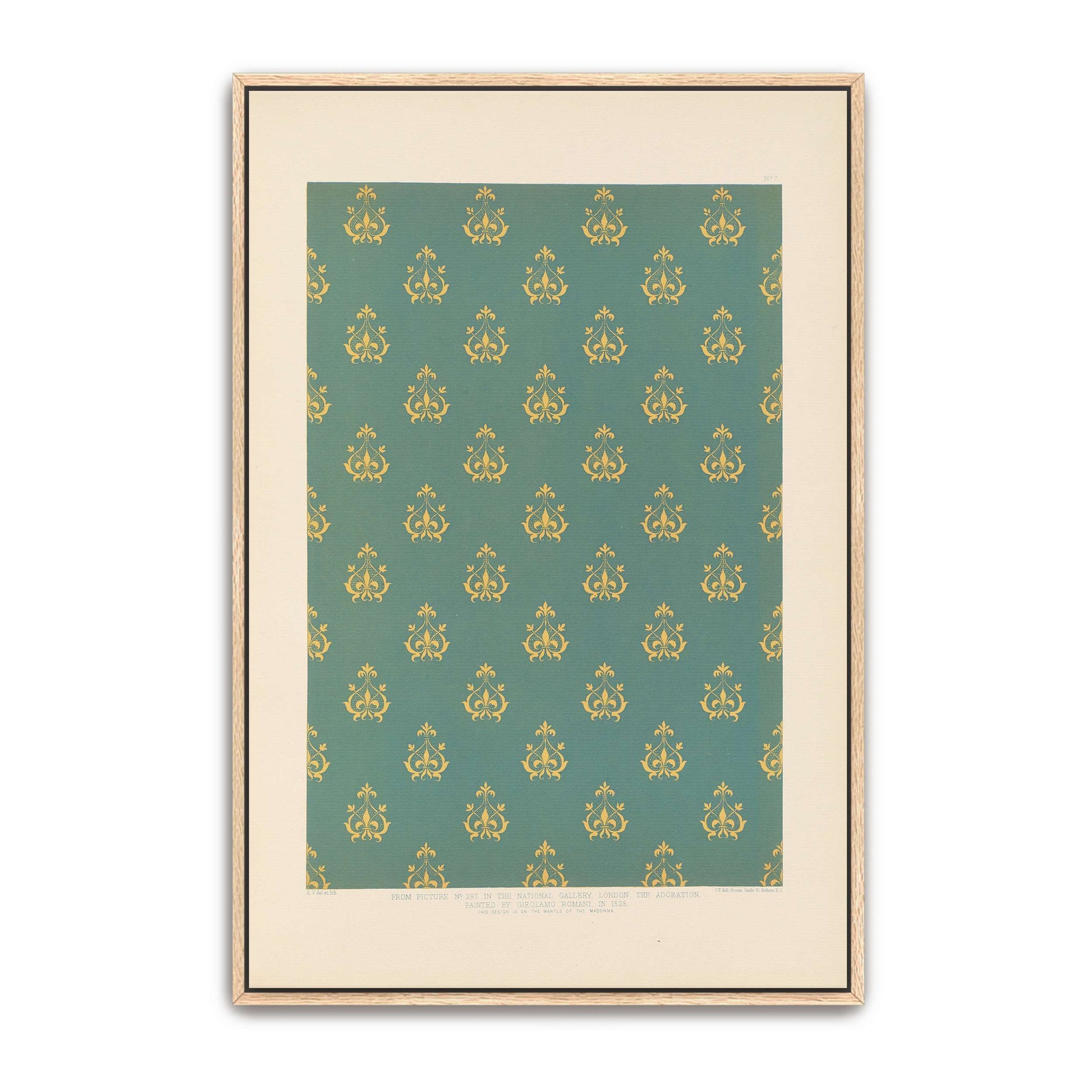 Repeating Pattern Of Fleur-De-Lis On Teal Background By Sydney Vacher