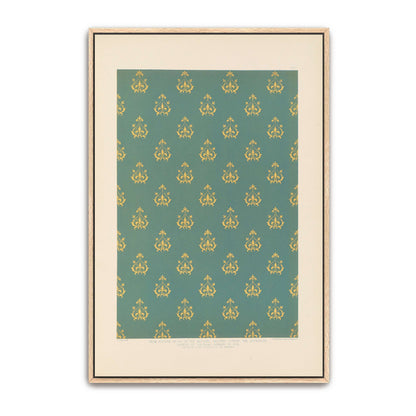 Repeating Pattern Of Fleur-De-Lis On Teal Background By Sydney Vacher