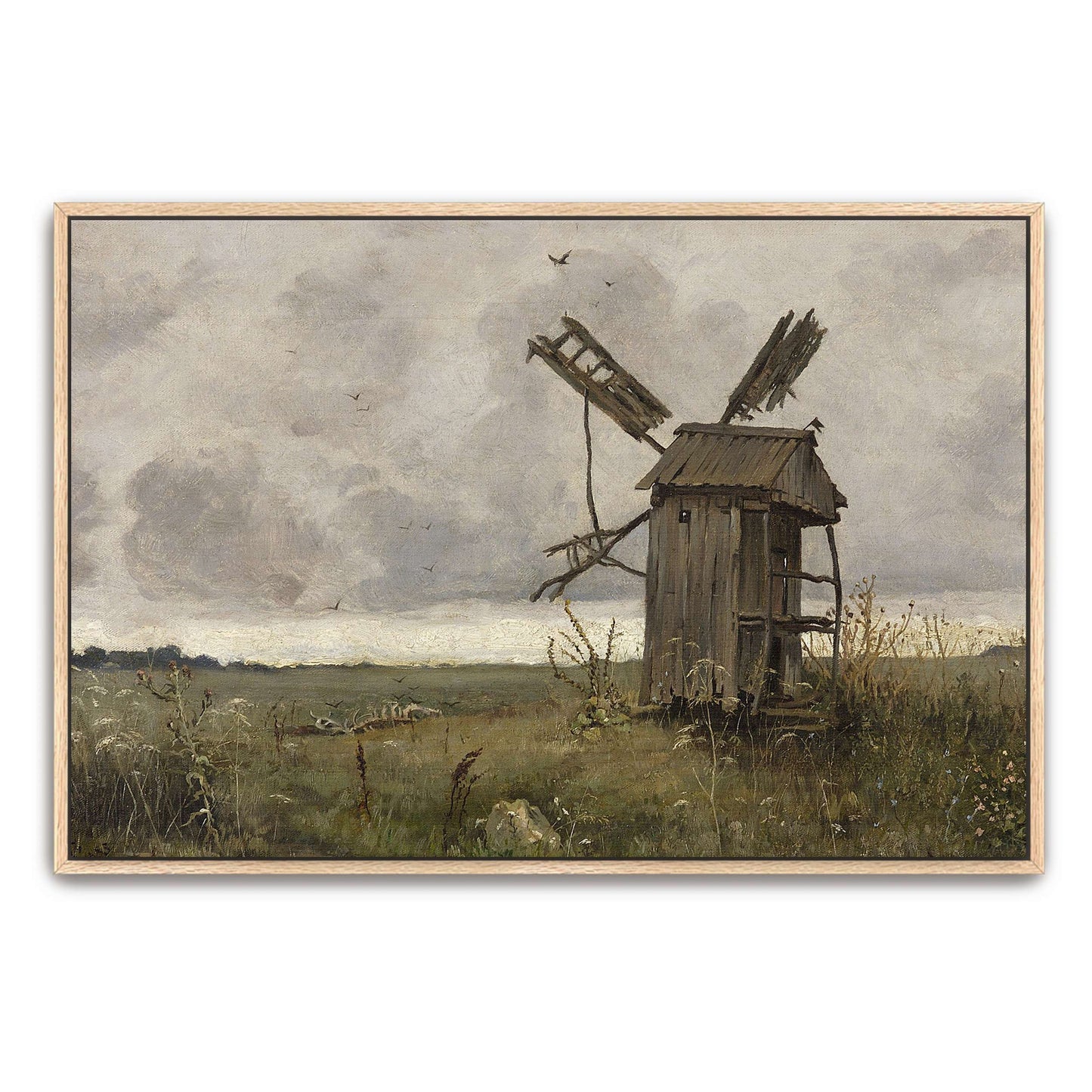 A dilapidated windmill in a field by Jan Stanislawski