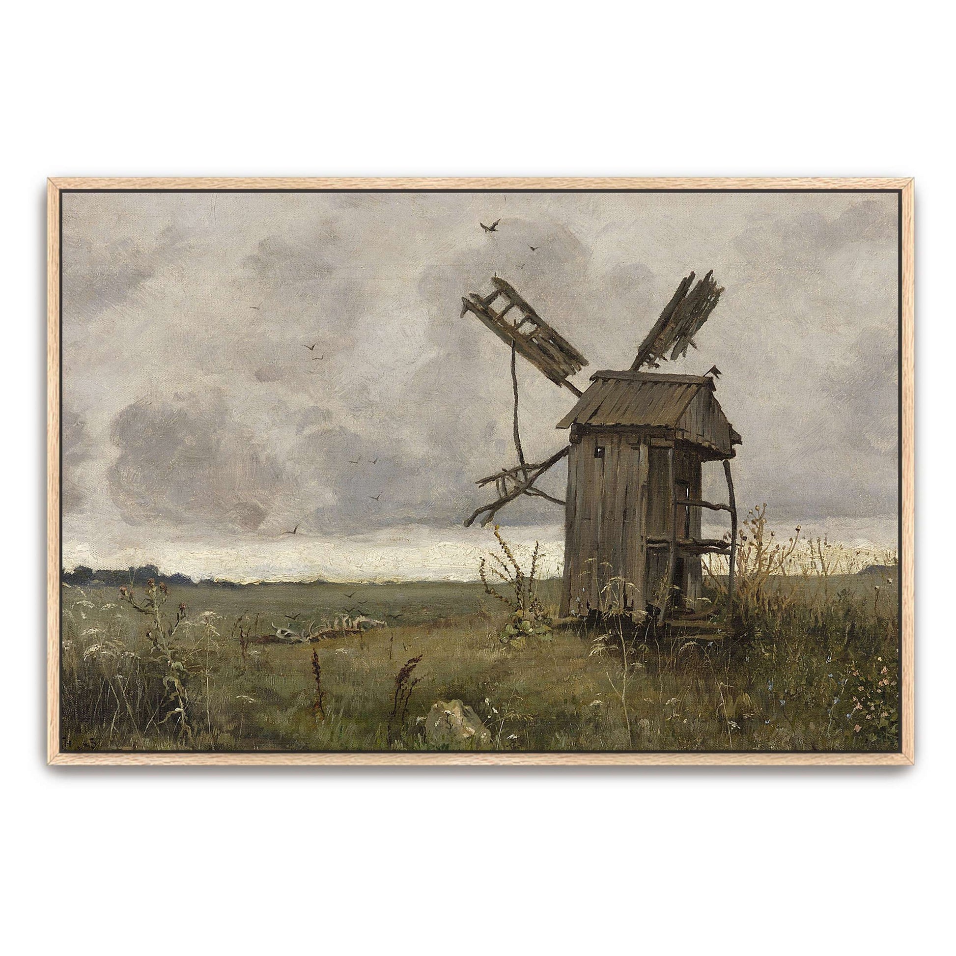 A dilapidated windmill in a field by Jan Stanislawski