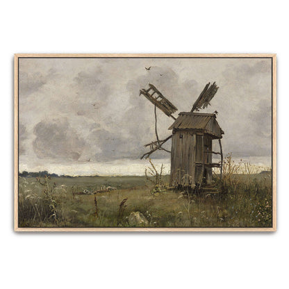 A dilapidated windmill in a field by Jan Stanislawski