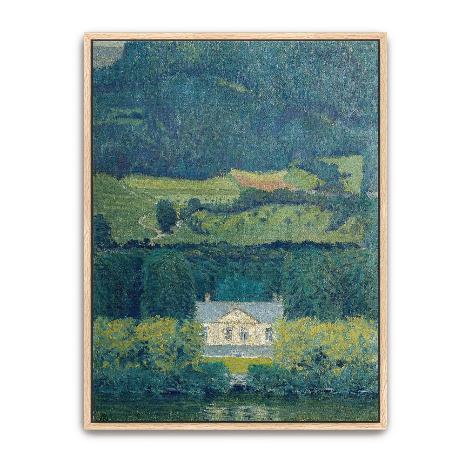 Country house by water, landscape by Koloman Moser