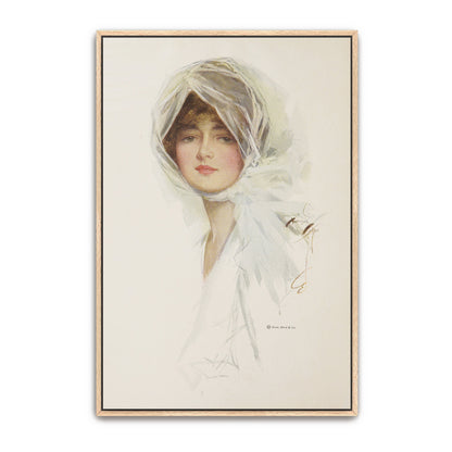 Woman In White Veil Portrait Soft Light By Harrison Fisher