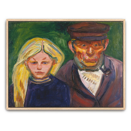 Fisherman And Young Girl Portrait, Worried Expression, Moody Colors By Edvard Munch