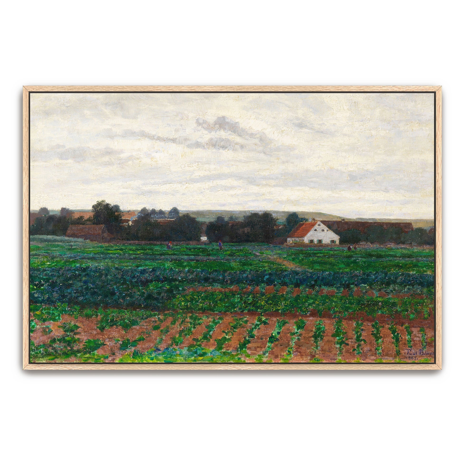 Farmhouse In A Field With Cloudy Sky By Paul Baum