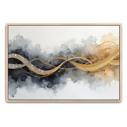 Abstract Watercolor With Golden And Silver Lines By Yara Rabibzad