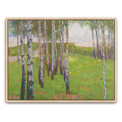 Birch trees in a grassy field by Carl Moll