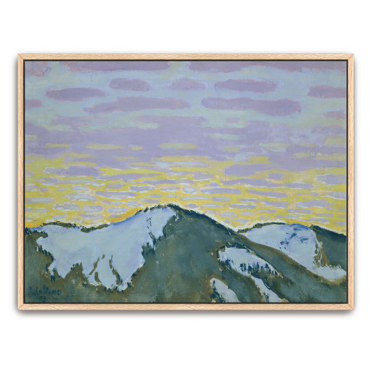 Snowy mountain peaks at dusk by Koloman Moser