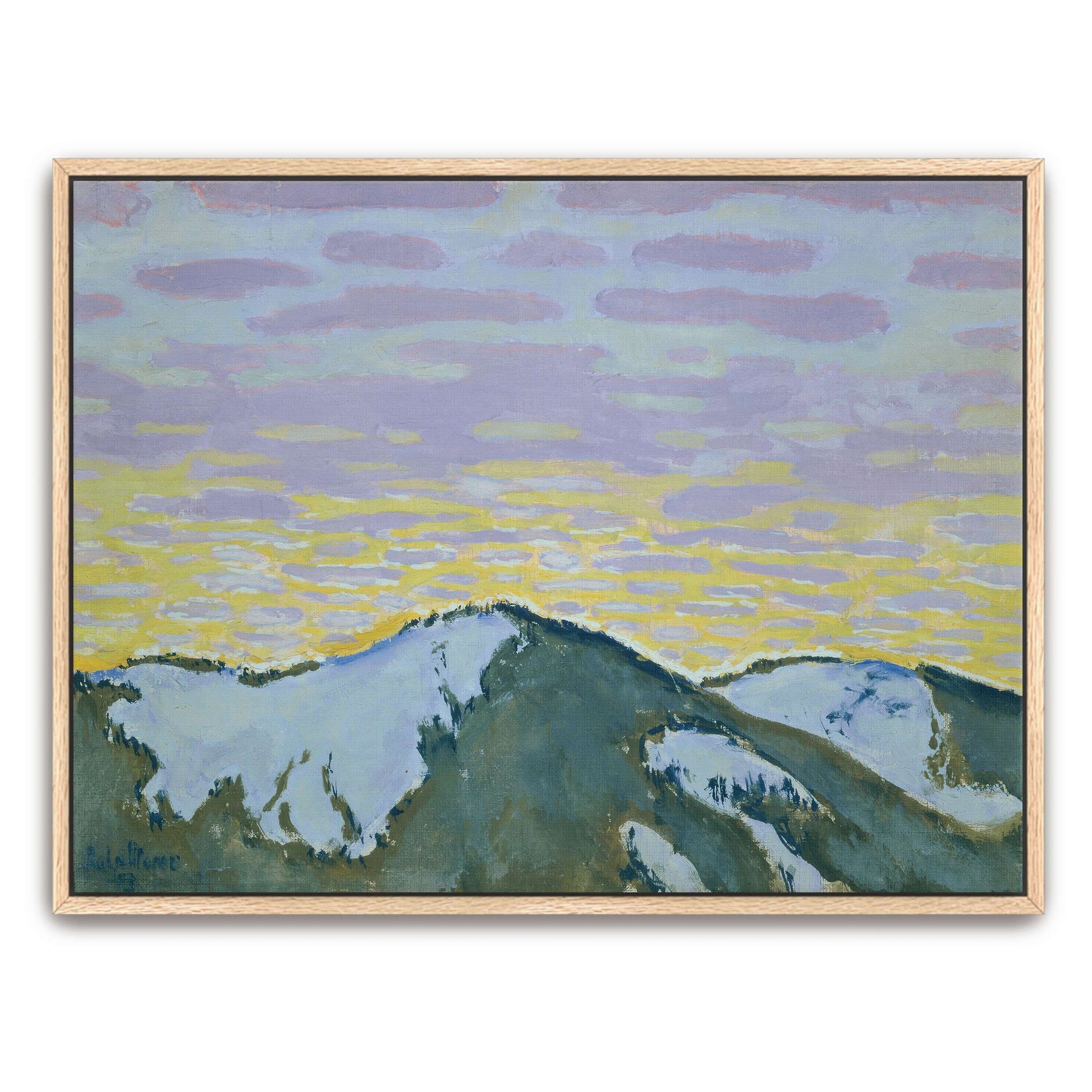 Snowy mountain peaks at dusk by Koloman Moser
