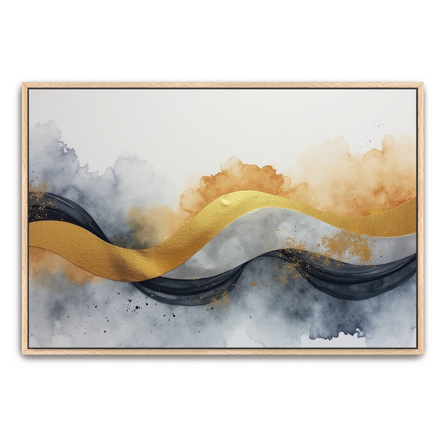 Abstract Watercolor With Gold And Silver Accents By Yara Rabibzad