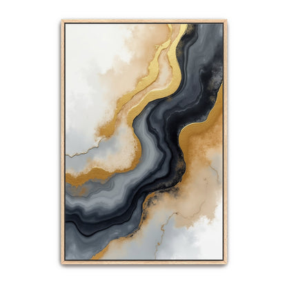 Abstract Gold And Grey Swirls By Yara Rabibzad