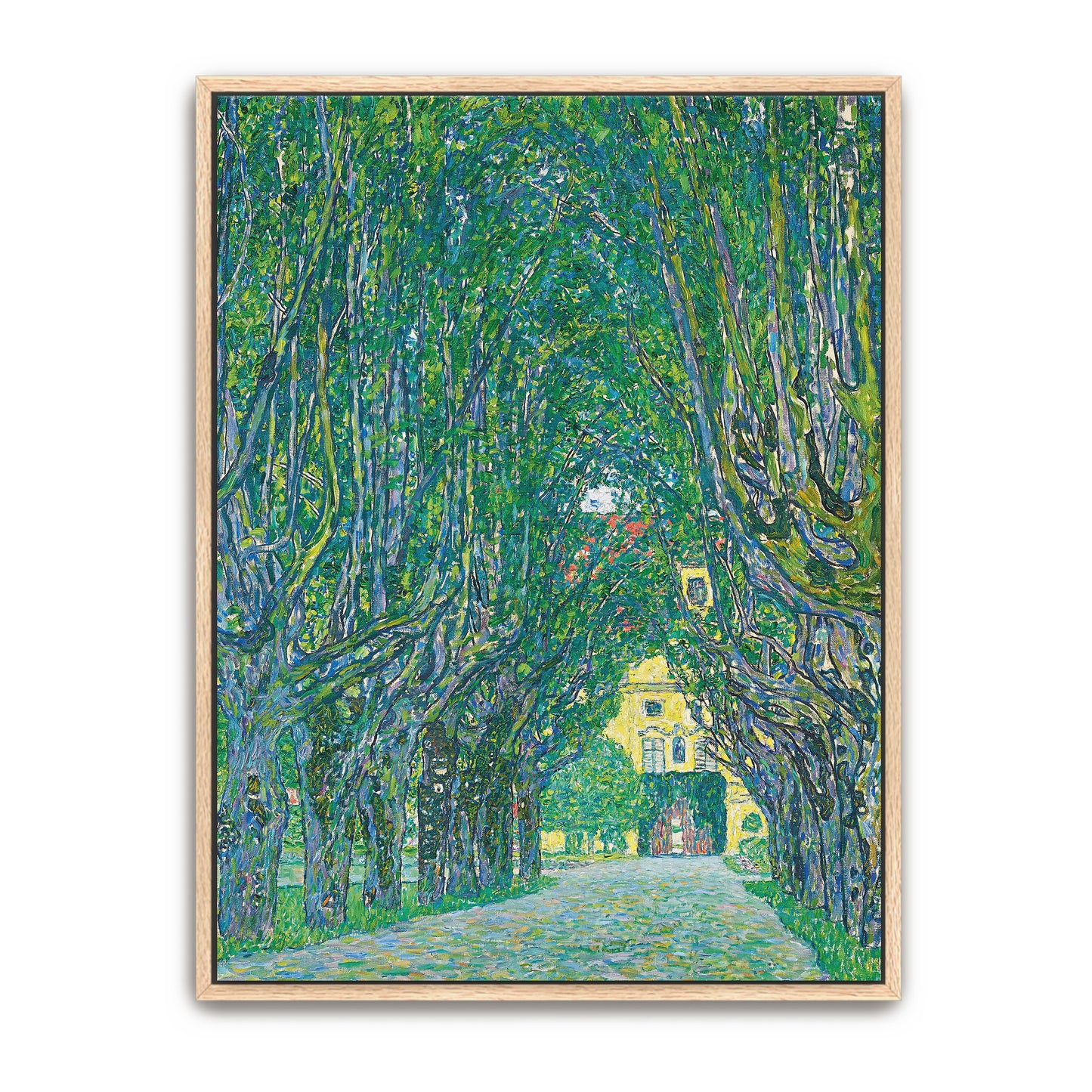 Green Trees Avenue Leading To Yellow Building By Gustav Klimt