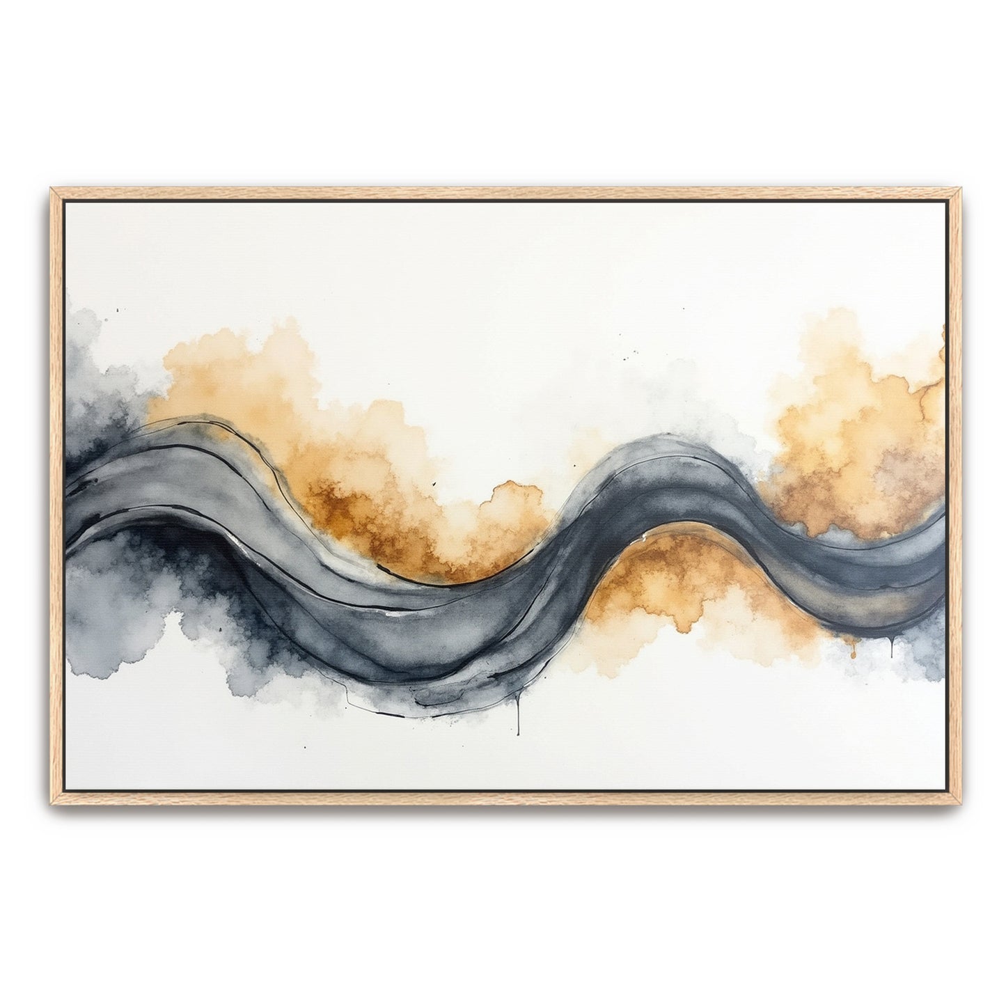 Abstract Watercolor Wave With Grey And Gold Hues By Yara Rabibzad