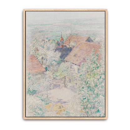 Village scene with houses and trees by Paul Baum
