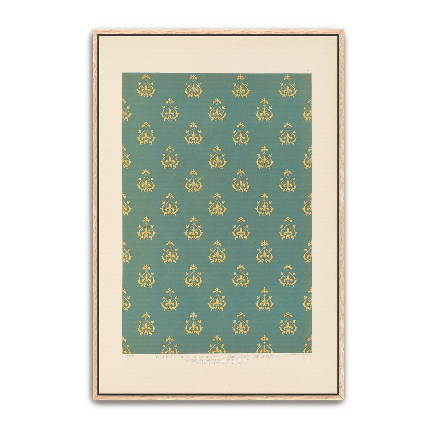 Repeating Pattern Of Fleur-De-Lis On Teal Background By Sydney Vacher