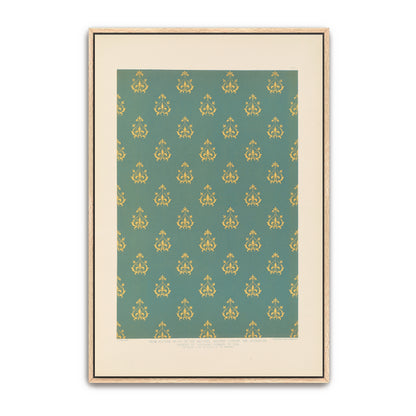 Repeating Pattern Of Fleur-De-Lis On Teal Background By Sydney Vacher