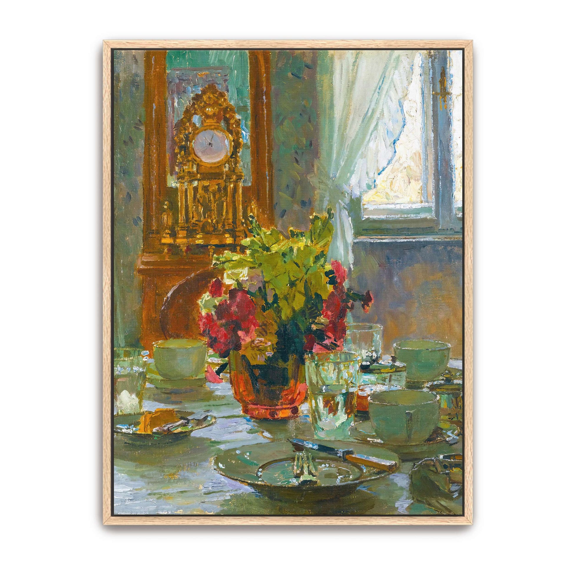 Breakfast table with flowers by Carl Moll