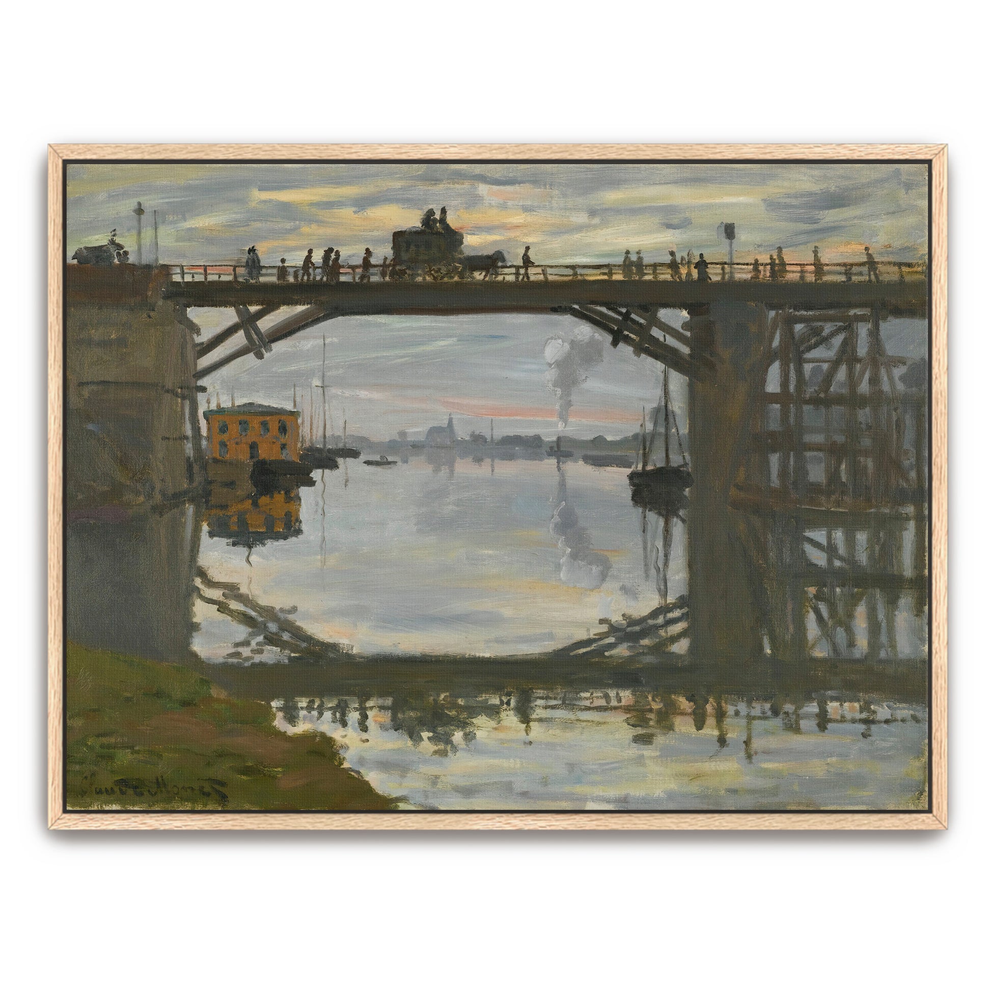 Bridge Over Water With Reflections And Figures By Claude Monet