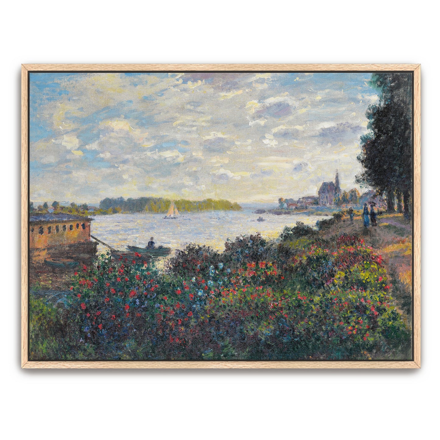 River Scene With Boats And Flowers By Claude Monet