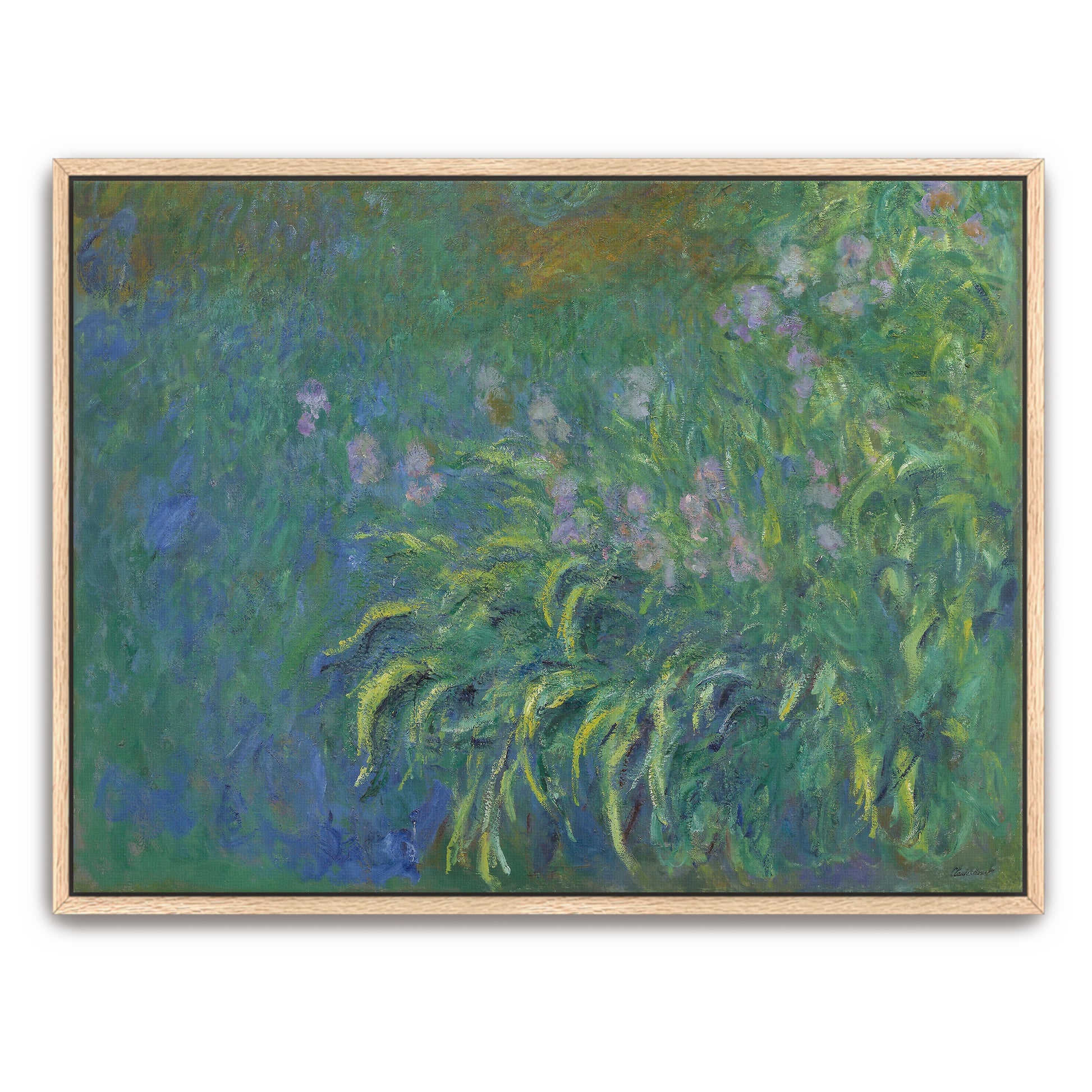 Impressionist Garden Scene With Purple Flowers By Claude Monet