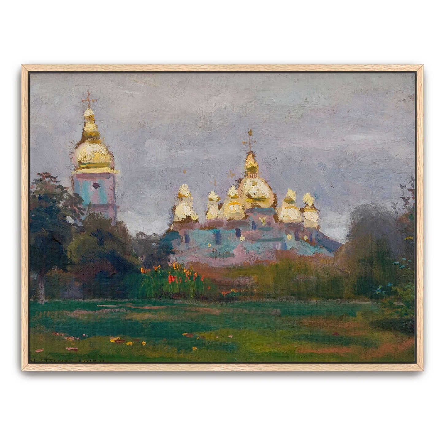 Church with Golden Domes in Landscape by Jan Stanislawski