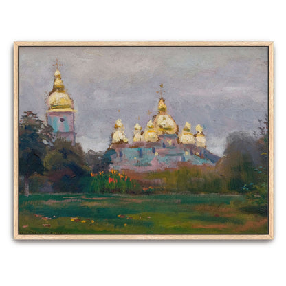 Church with Golden Domes in Landscape by Jan Stanislawski