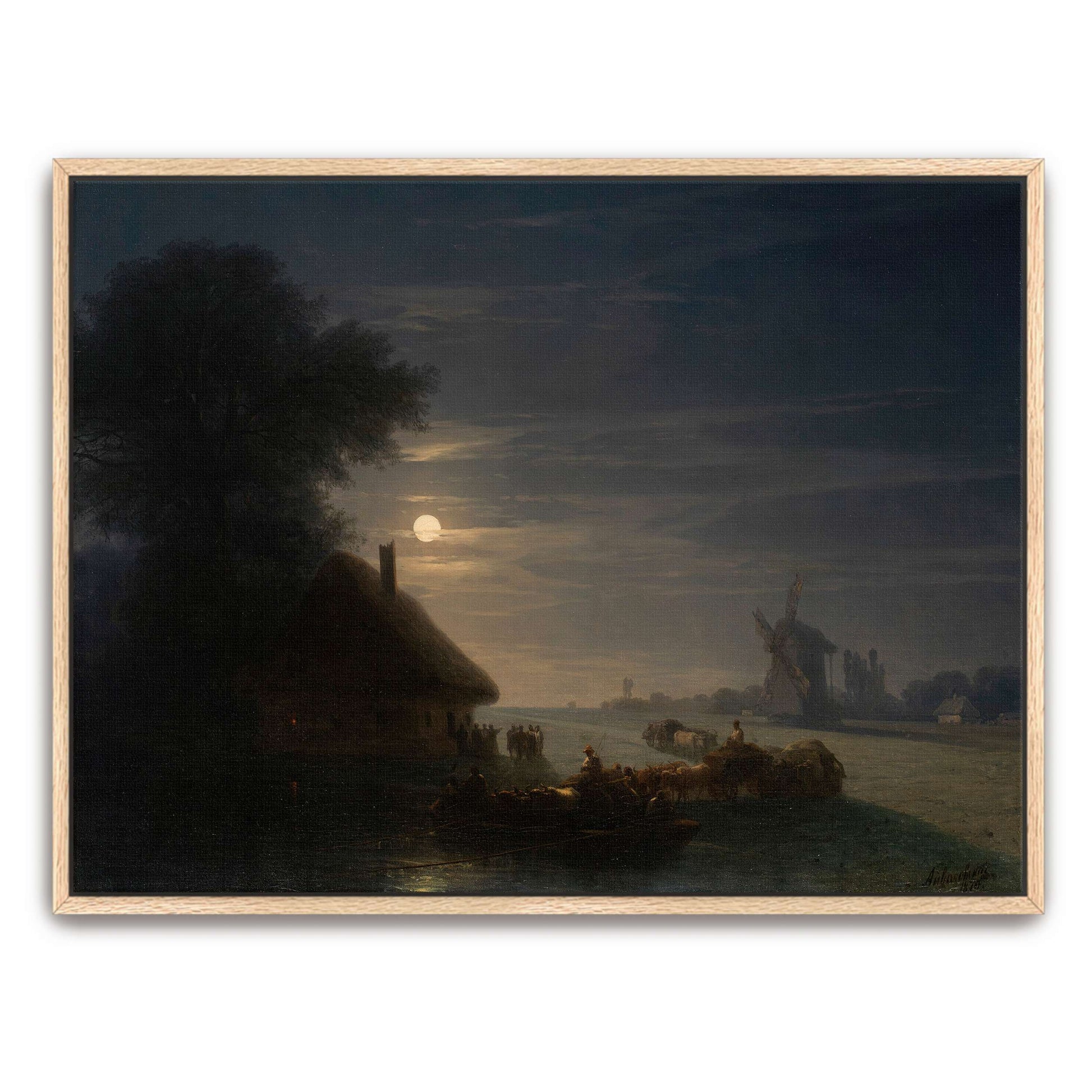 Nighttime landscape with a moonlit river by Ivan Konstantinovich Aivazovsky