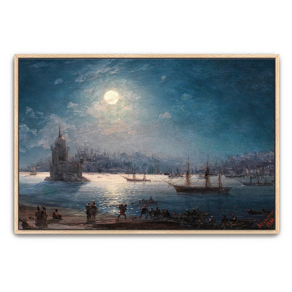 Moonlight Over Istanbul, Maiden'S Tower And Cityscape By Ivan Konstantinovich Aivazovsky