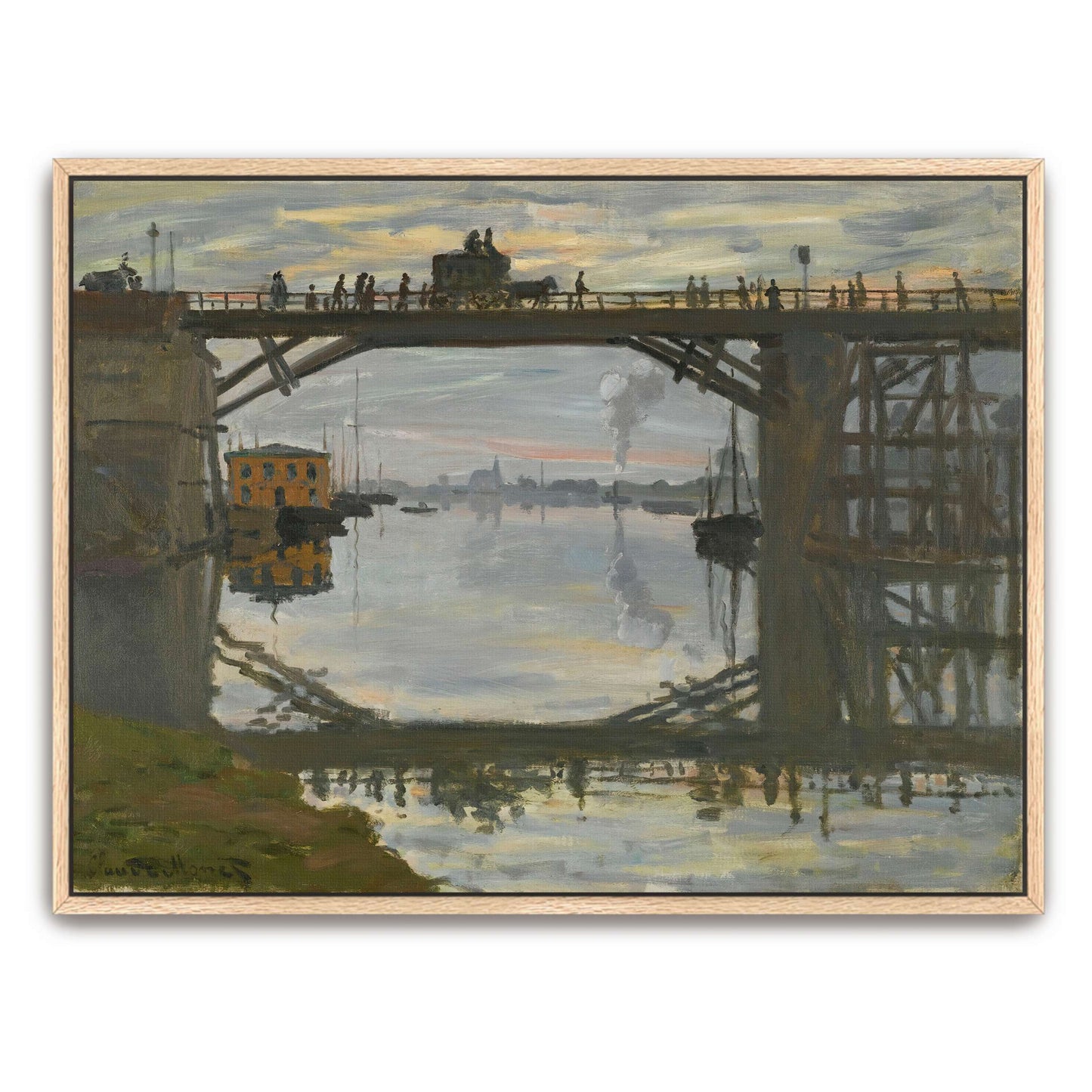 Bridge Over Water With Reflections And Figures By Claude Monet