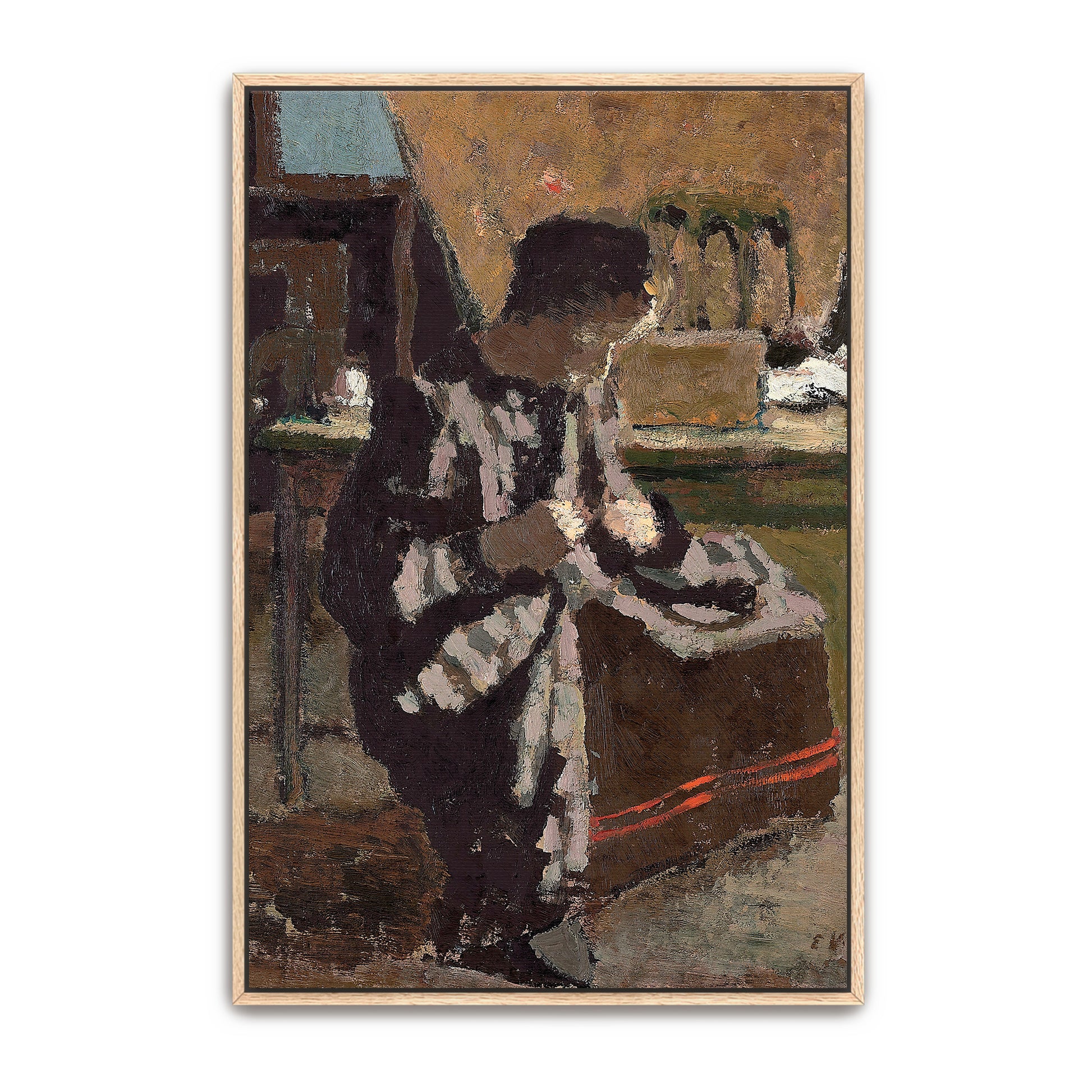 Woman Sewing In A Dark Interior By Édouard Vuillard