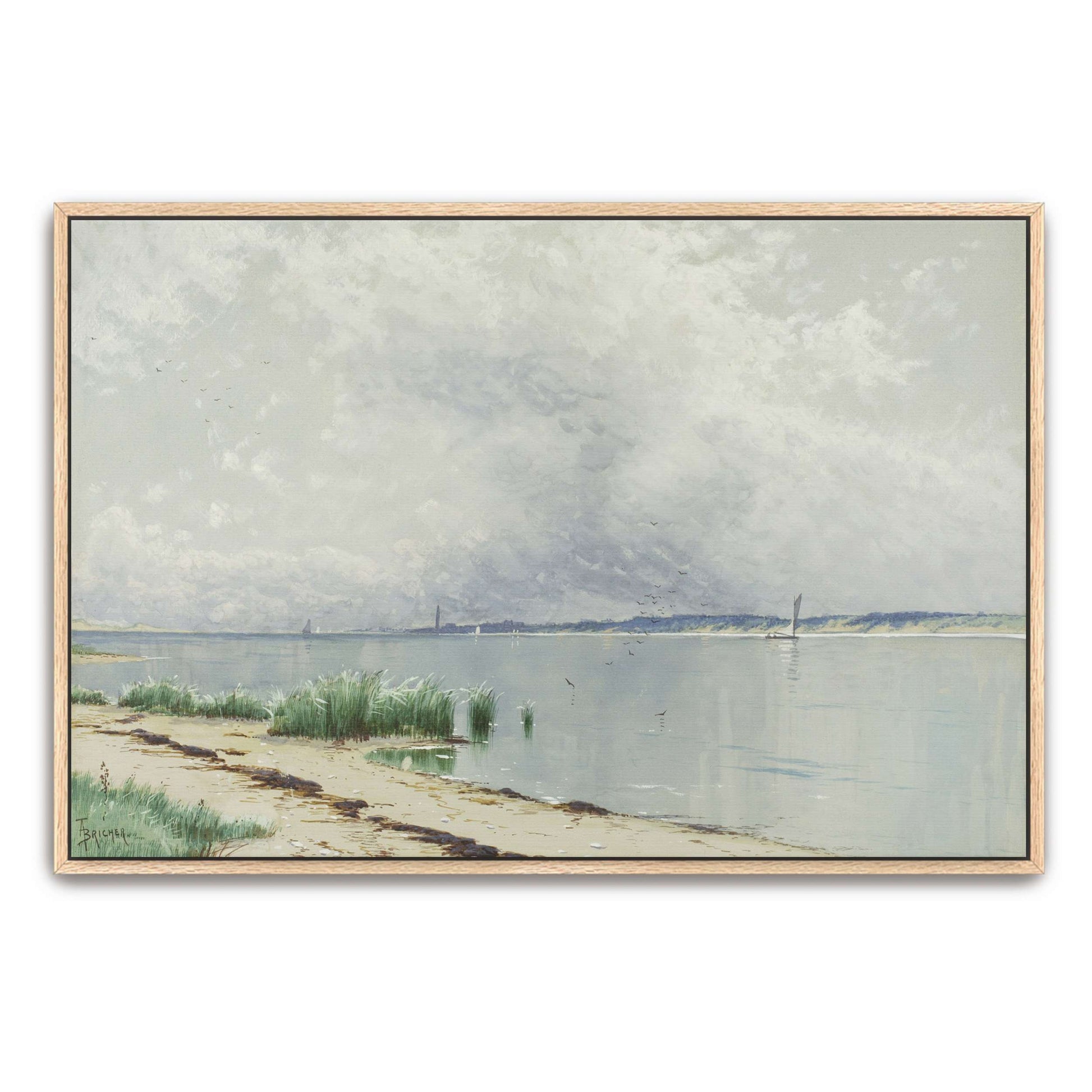 Seascape with Sailboat and Shore by Alfred Thompson Bricher
