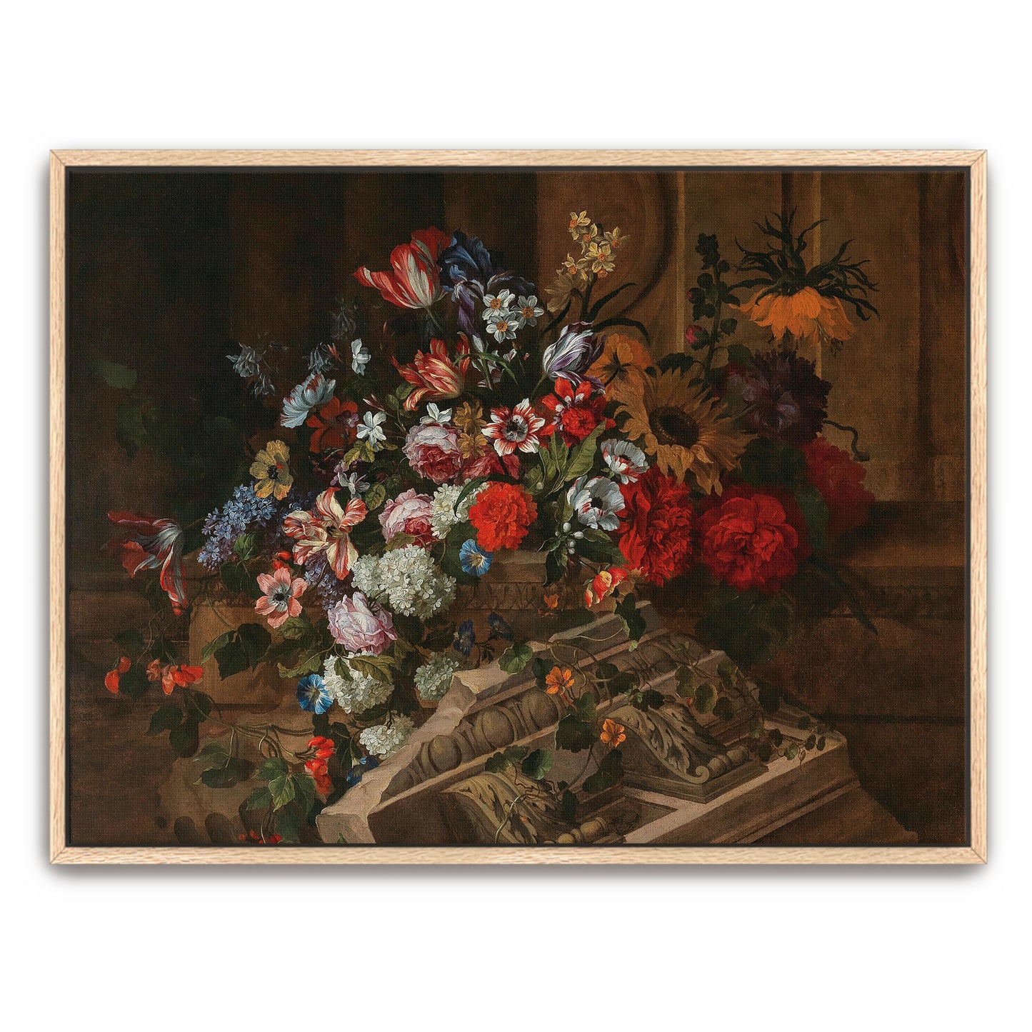 Flowers And Classical Ruins On A Terrace By Jean-Baptiste Monnoyer