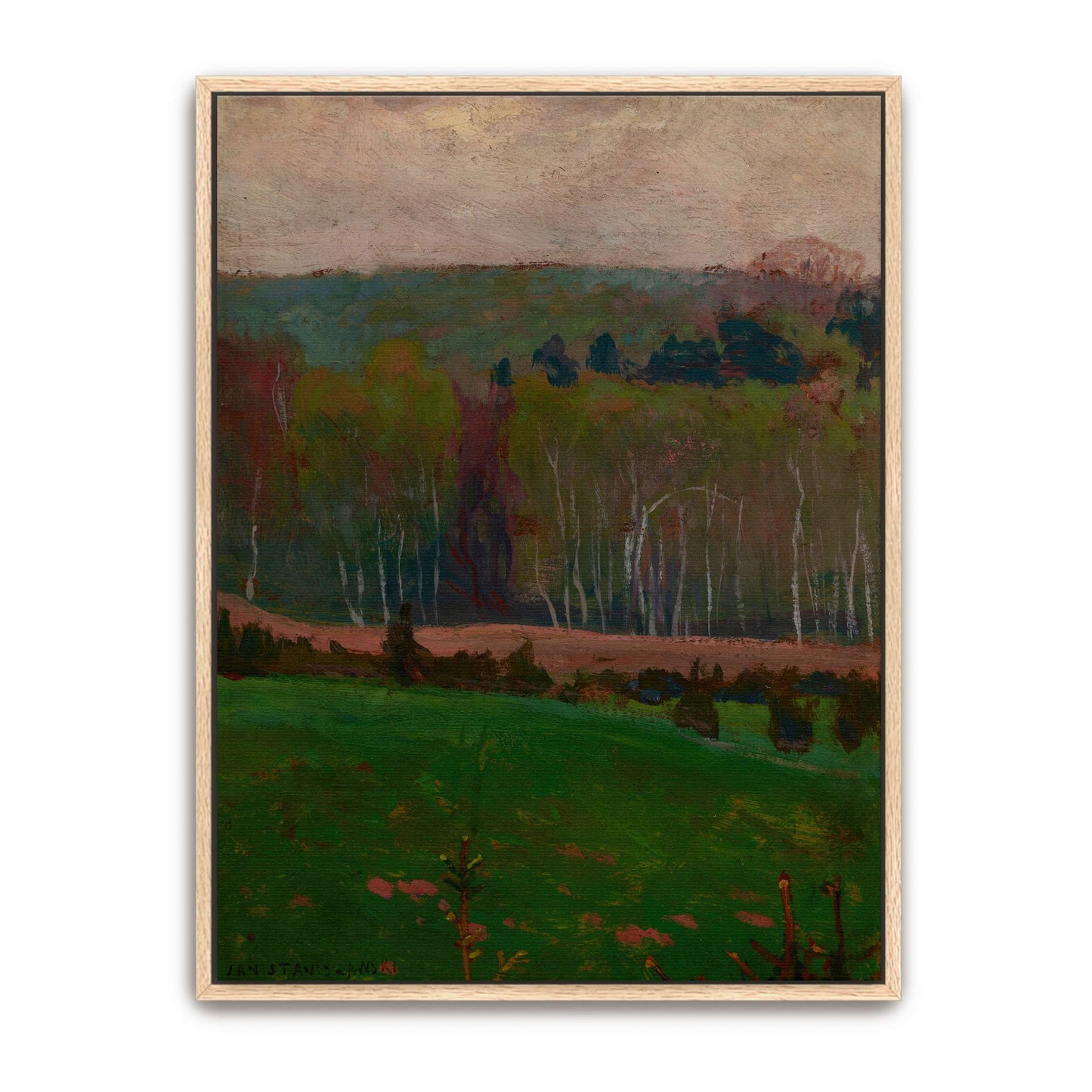 Forest Landscape with Green Field by Jan Stanislawski