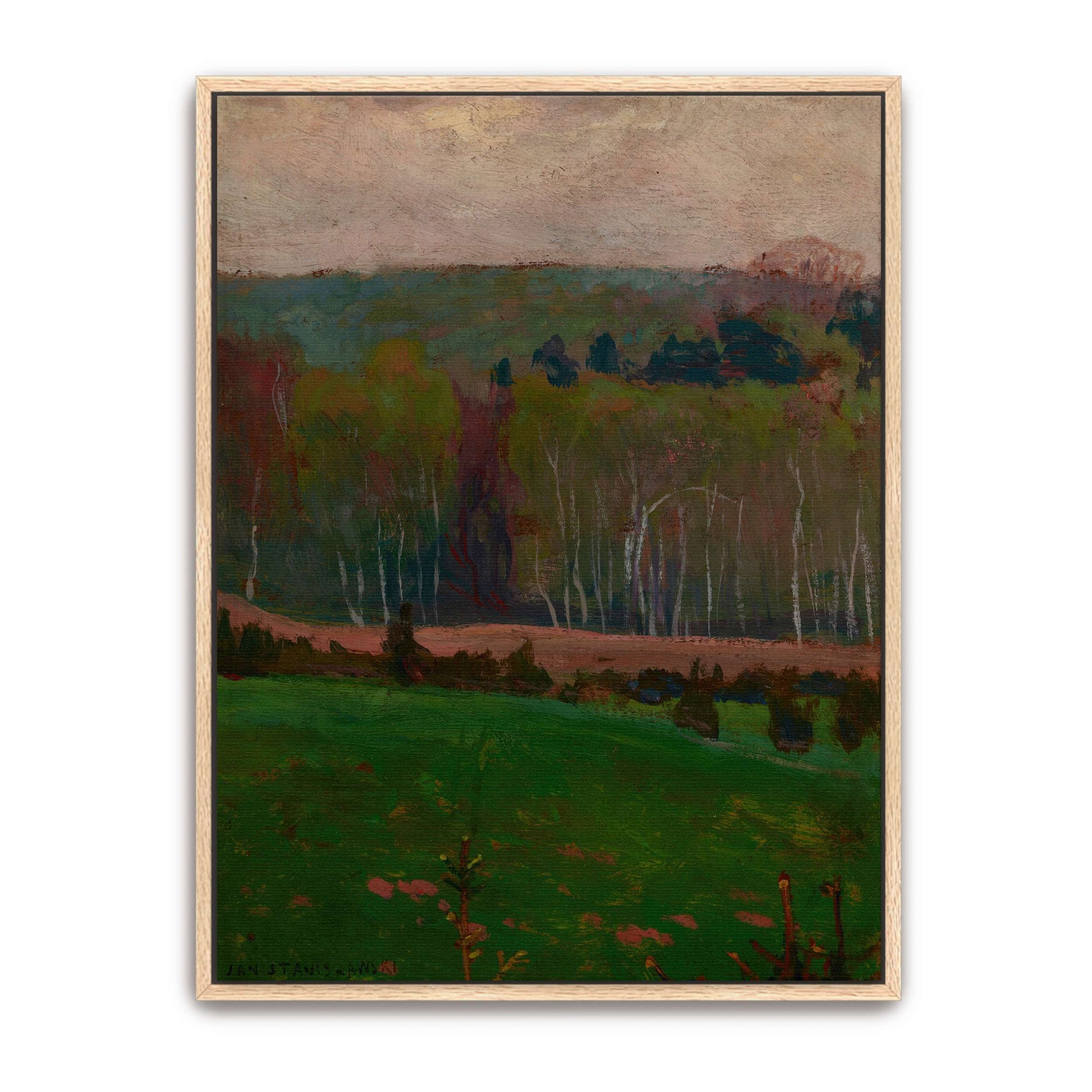 Forest Landscape with Green Field by Jan Stanislawski