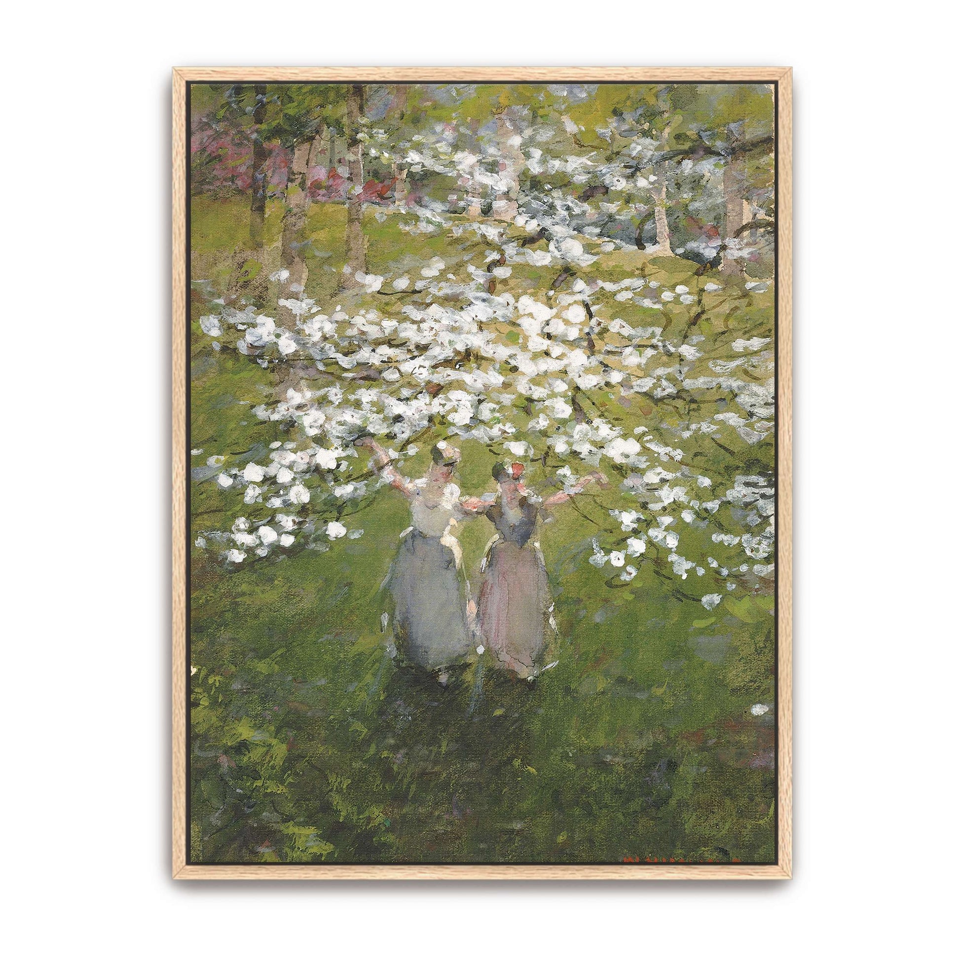 Two women in a blooming orchard by William Henry Holmes