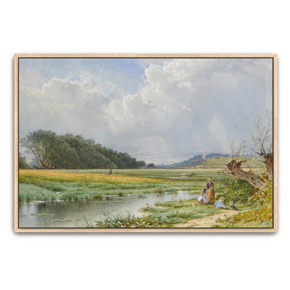 Meadow Landscape With Children And A Dog By Alfred Thompson Bricher