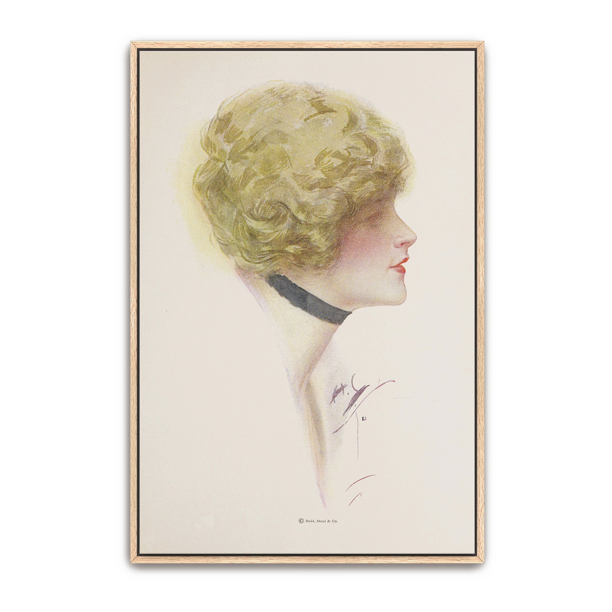 Woman With Blonde Hair And A Black Ribbon, Profile View By Harrison Fisher