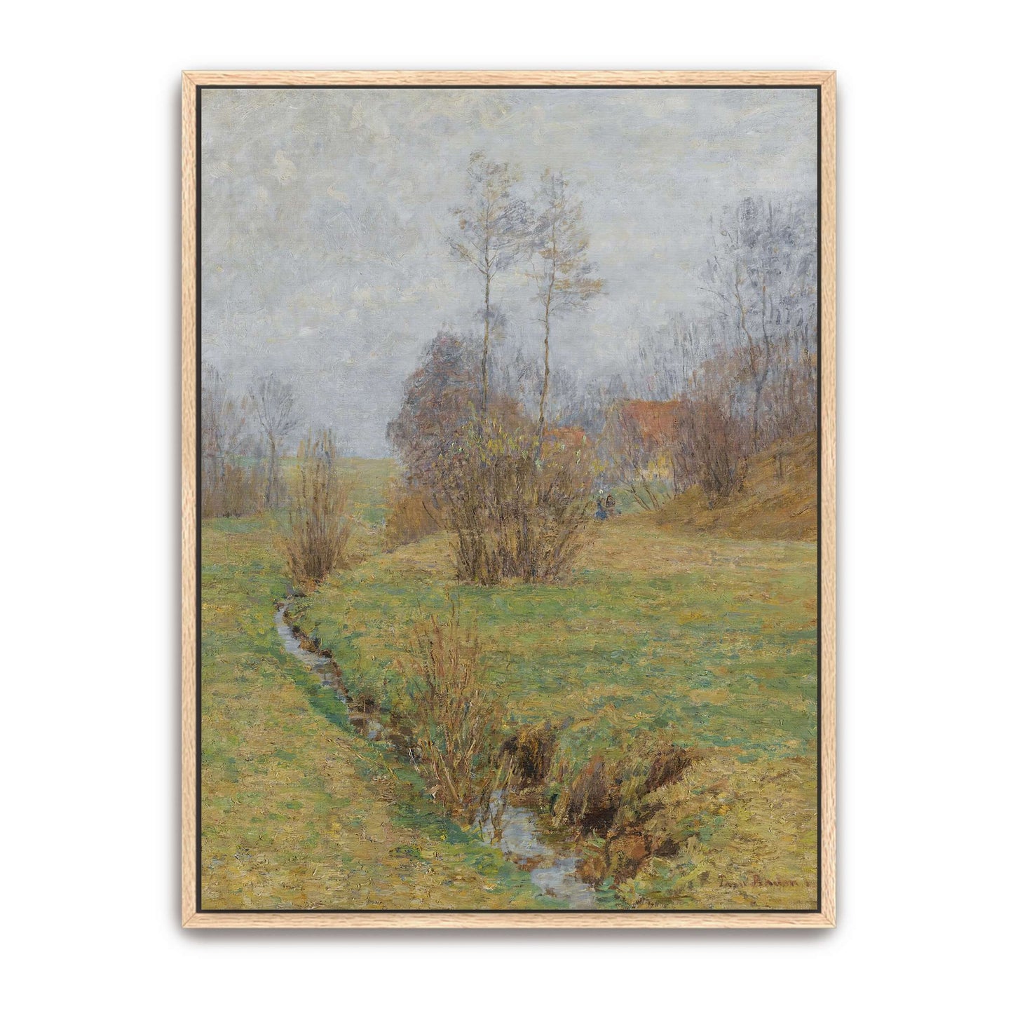 A stream flows through a grassy field by Paul Baum